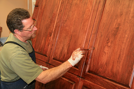 Blending Stain on Murphy Bed March 2012 copy Custom Stain on Wall Bed